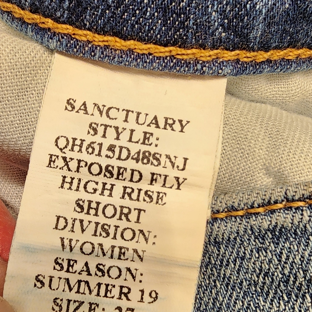 Sanctuary Exposed Fly High Rise Denim Shorts In San Jacinto Wash Size 27 - Picture 10 of 11